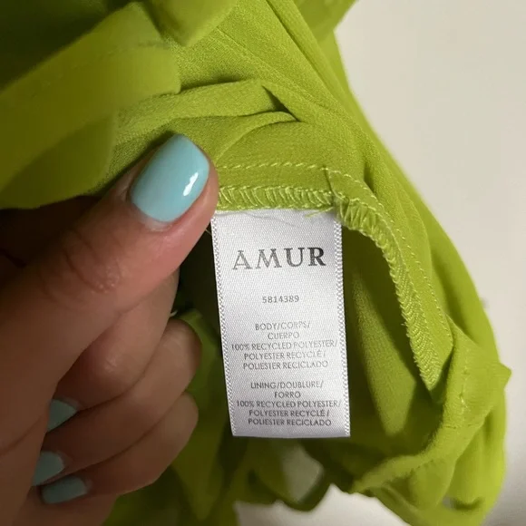 AMUR Lime Green Tiered Ruffle Mini Dress - Picture 4 of 4